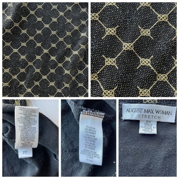 August Max Woman Cardigan Jacket Black Gold Metallic Size 2X stretch Formal - Picture 6 of 9